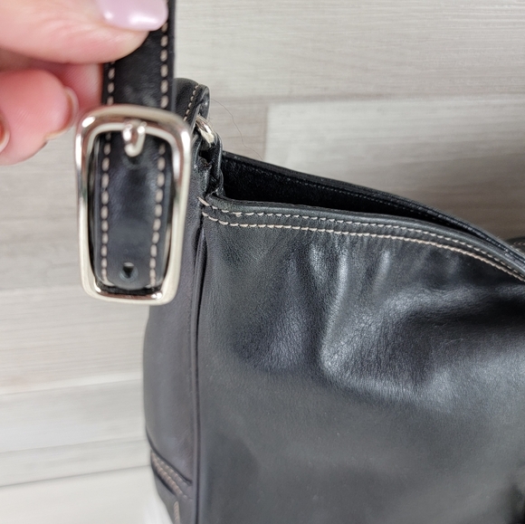 Coach Leatherware Black Leather Handbag #7778 Vintage 94 - Picture 6 of 16